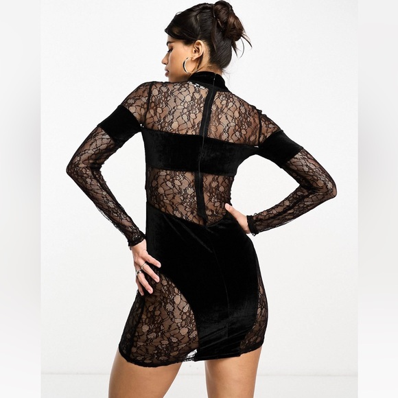 ASOS Simmi Lace & Velvet Mini Dress - Picture 2 of 4